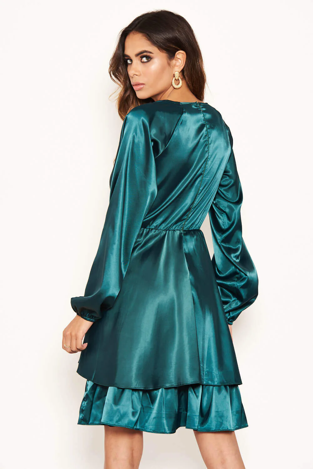 Green Satin Dress - Image 3