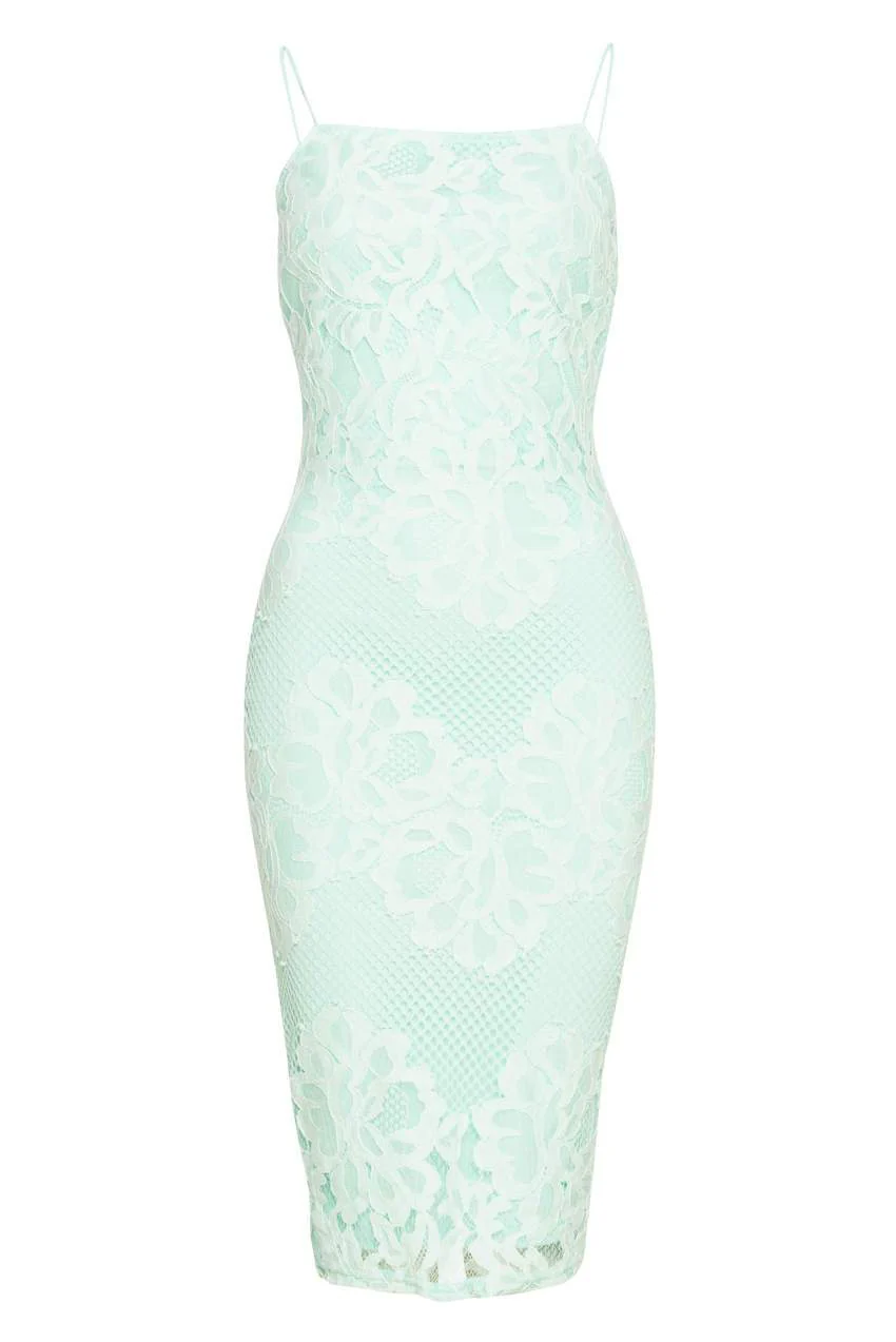 Green Strappy Lace Midi Dress - Image 5
