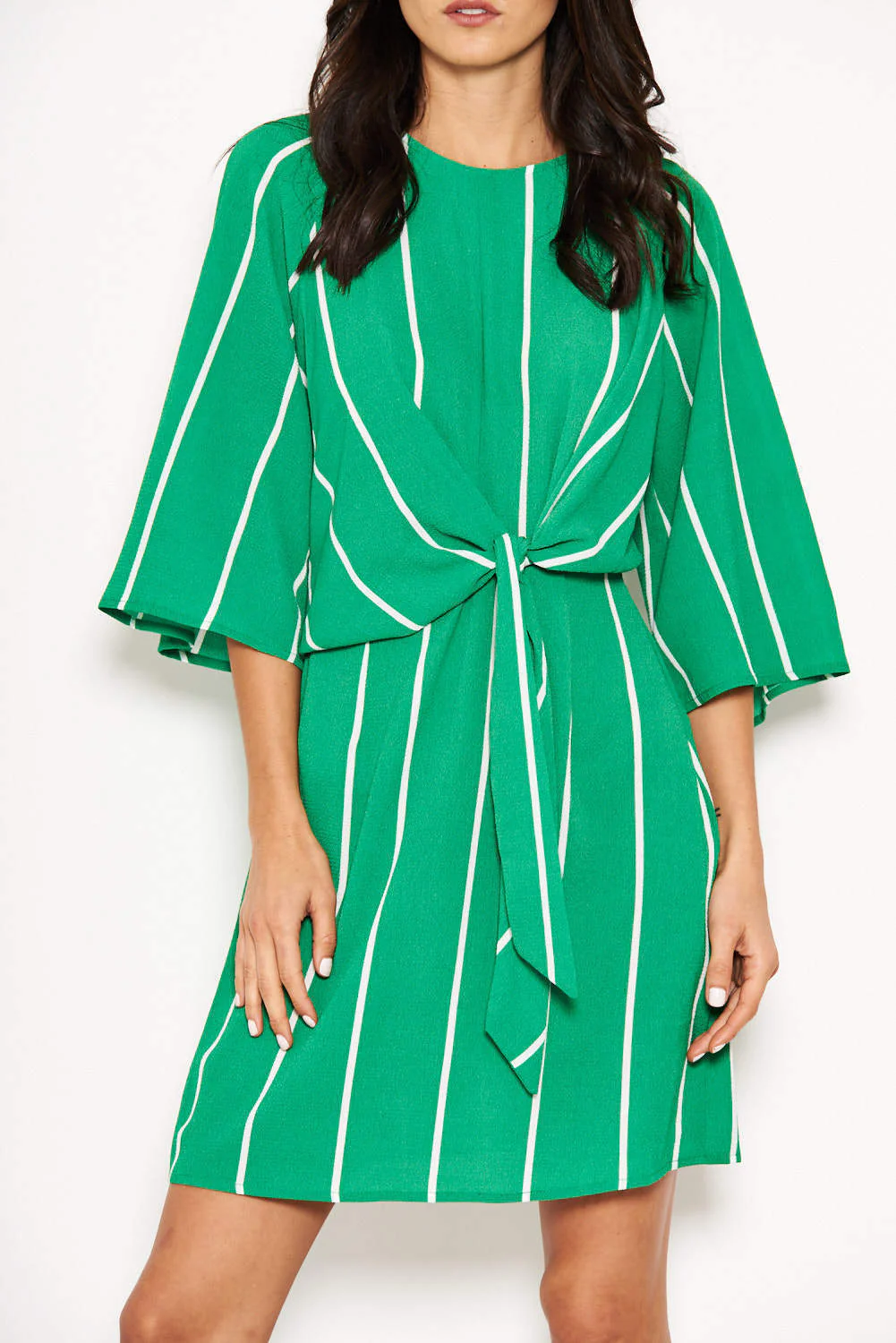 Green Striped Knot Dress - Image 4