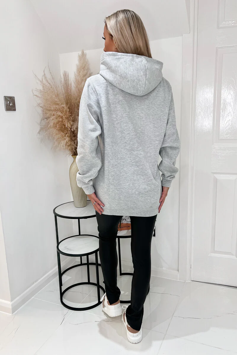 Grey 1989 New York Slogan Hoodie - Image 4