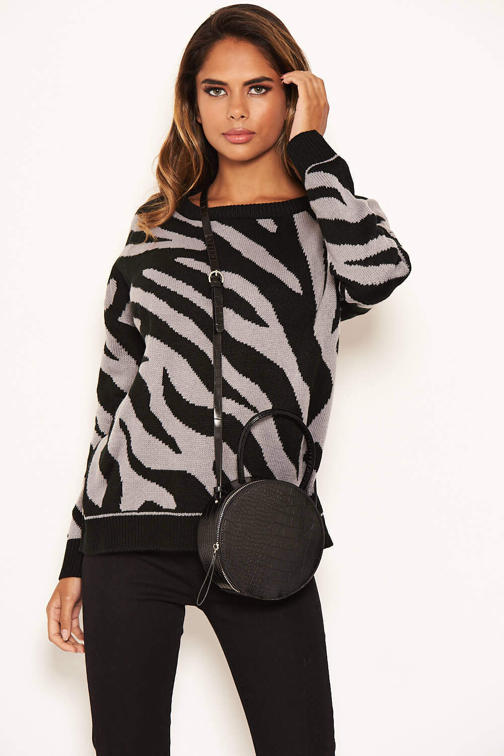 Grey And Black Zebra Knitted Jumper - Image 5