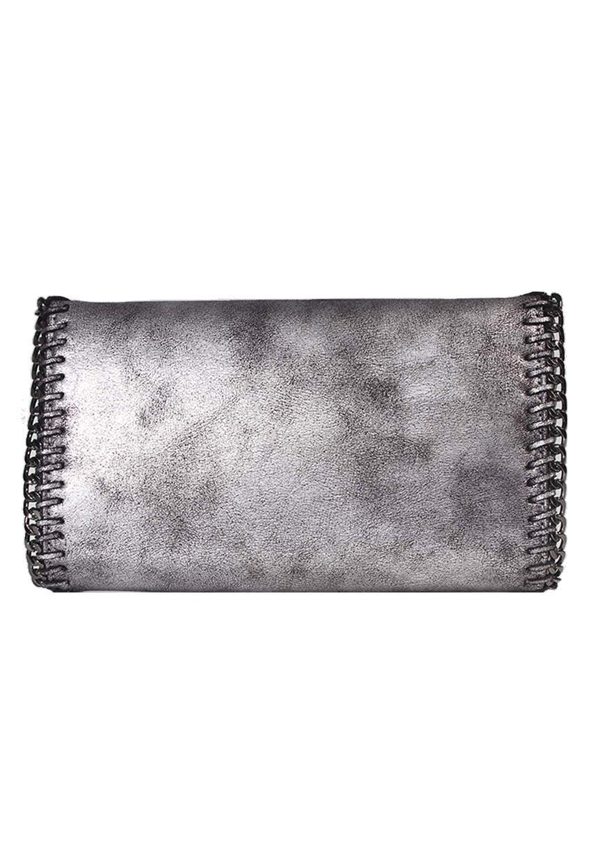 Grey Chain Detail Clutch Bag - Image 3