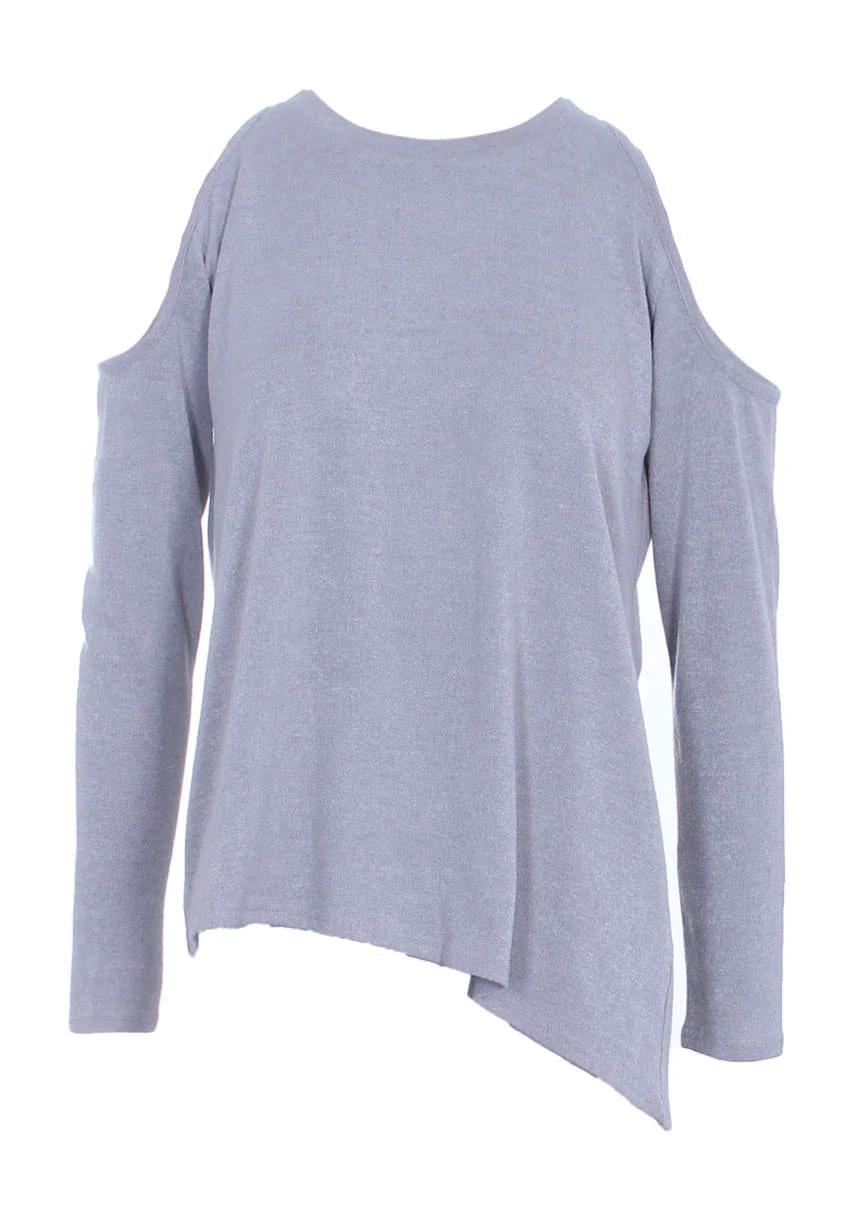 Grey Cold Shoulder Jumper - Image 4