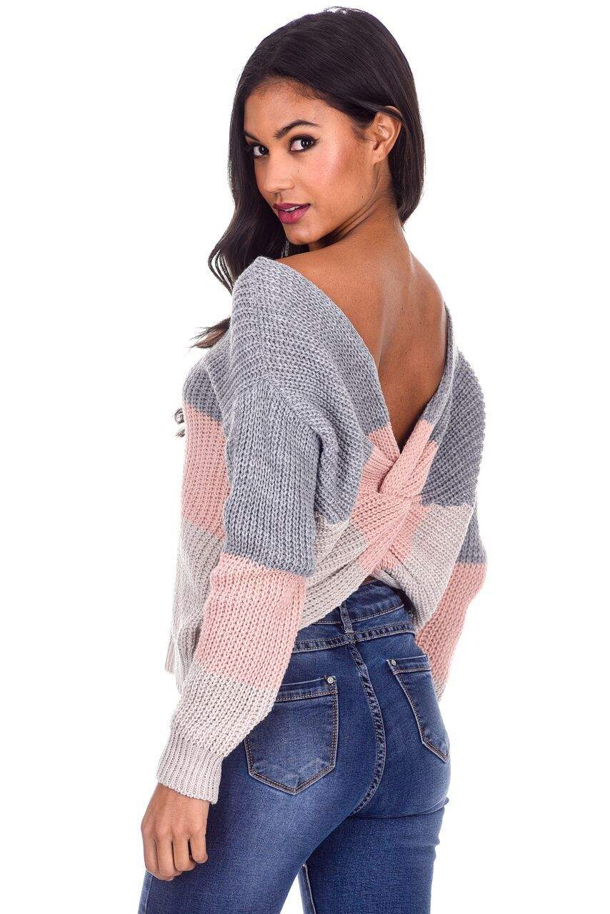 Grey Colour Block Reversible Jumper - Image 2
