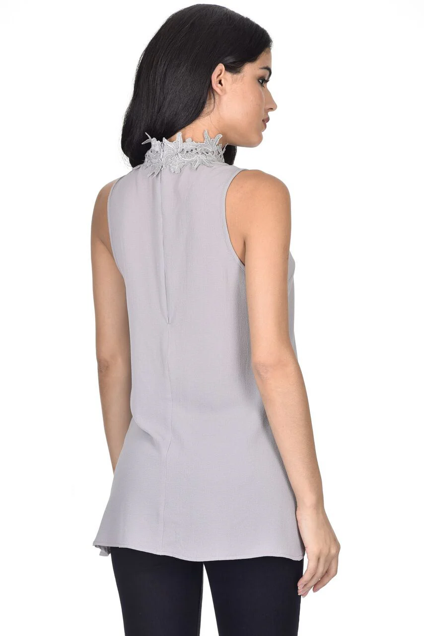 Grey Crochet Choker Swing Top - Image 3