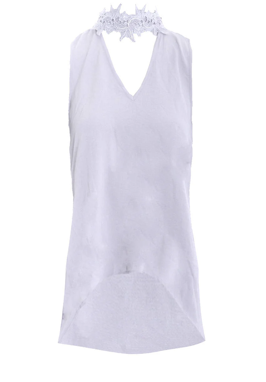 Grey Crochet Choker Swing Top - Image 4