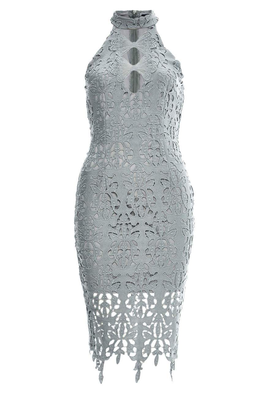 Grey Crochet Midi Dress - Image 4