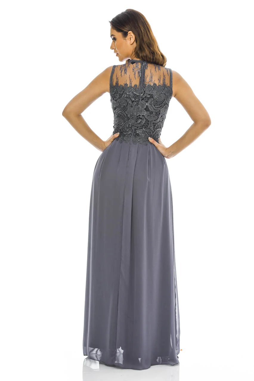 Grey Crochet Top Maxi Dress - Image 3