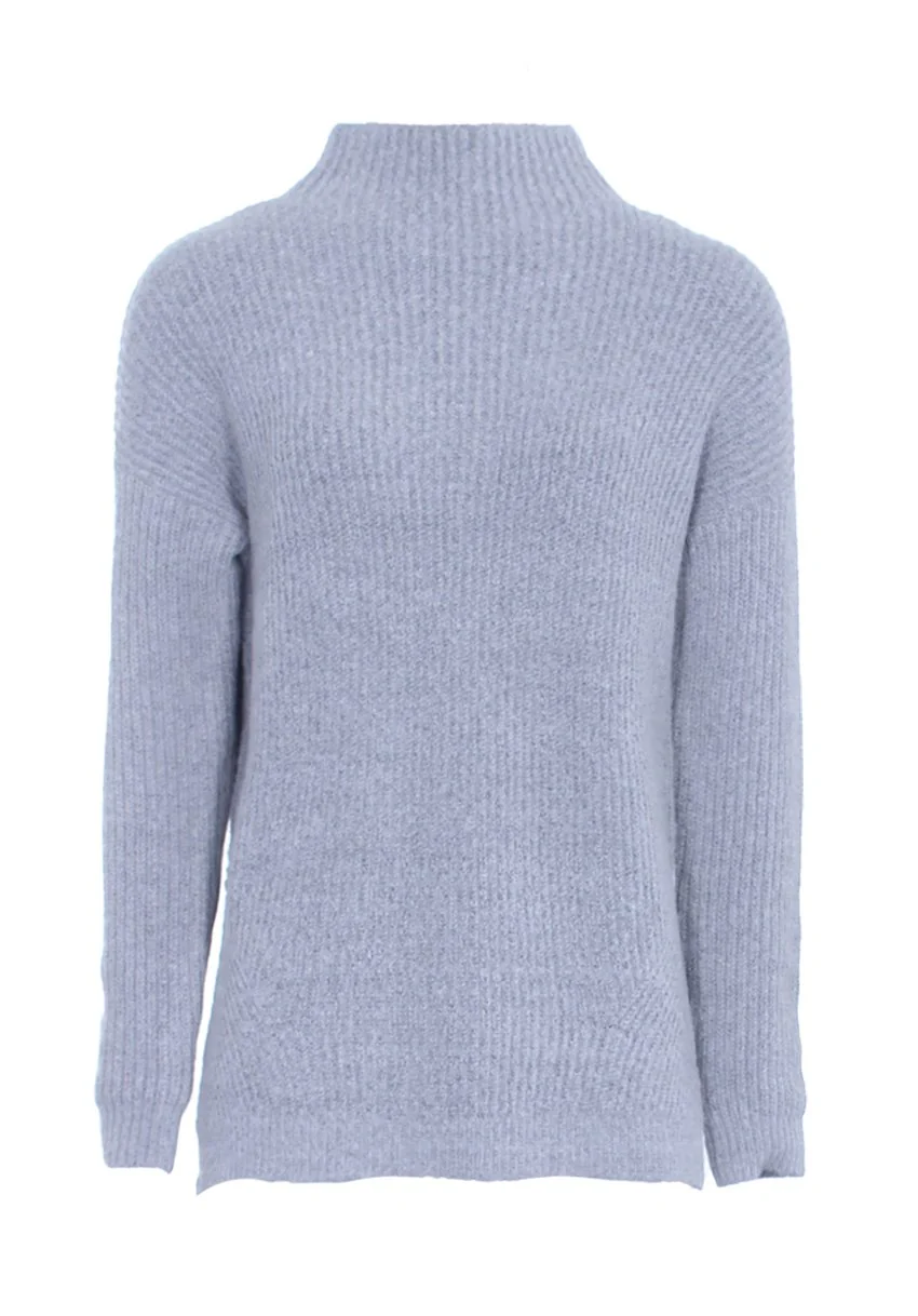 Grey High Neck Side Split Jumper - Image 4