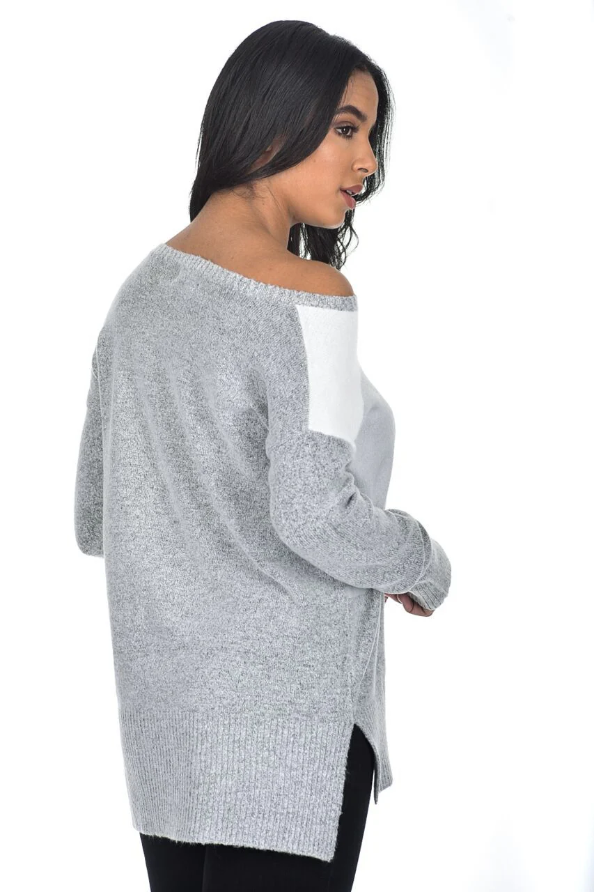 Grey Patchwork Jumper - Image 2