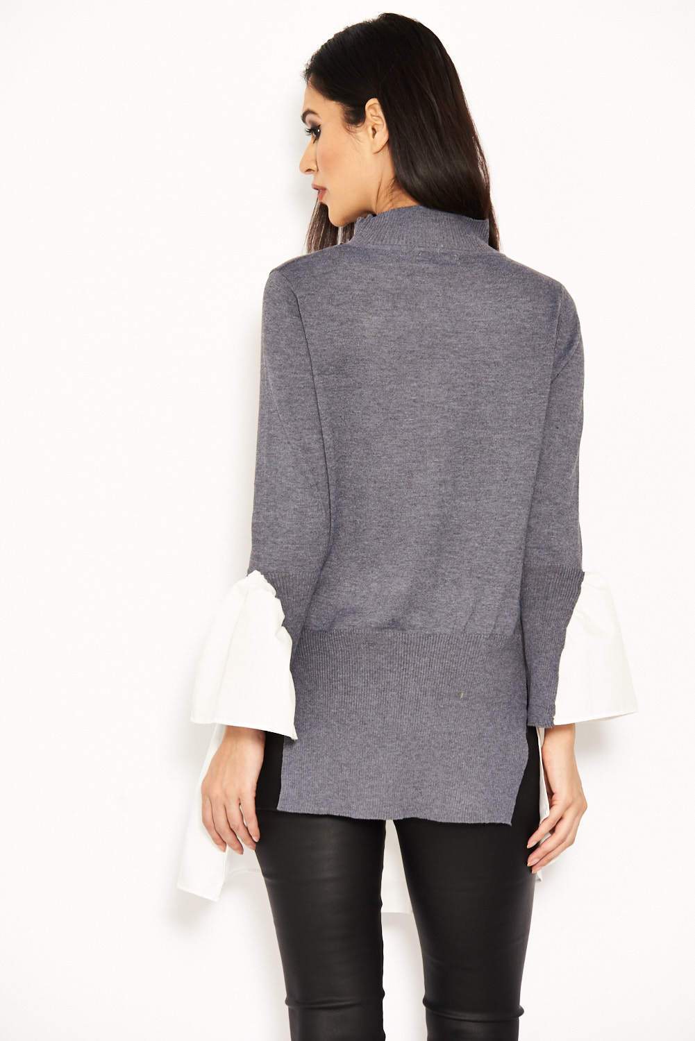 Grey Polo Neck Shirt Jumper Tunic - Image 3