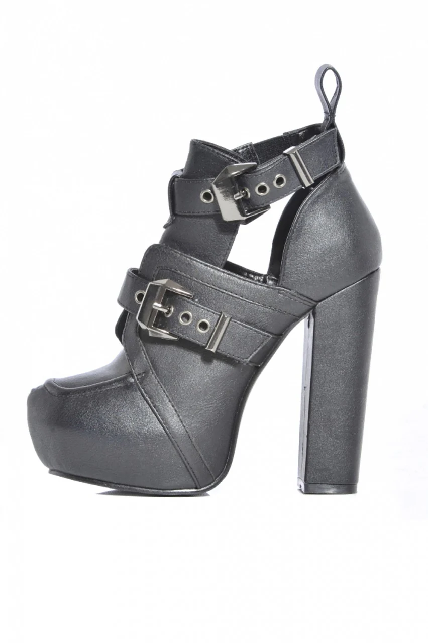 Heeled Cut Out Side Buckle Ankle Boot - Image 2