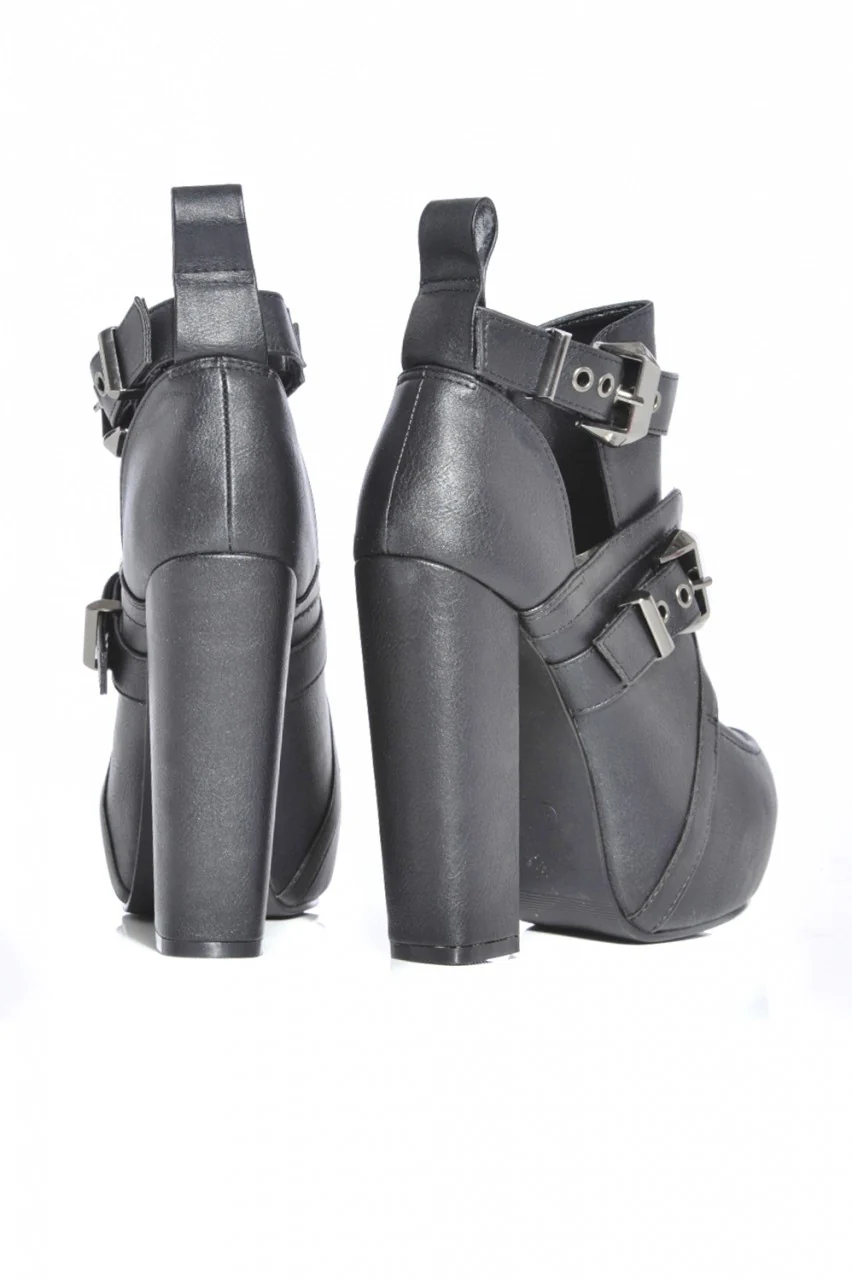 Heeled Cut Out Side Buckle Ankle Boot - Image 3