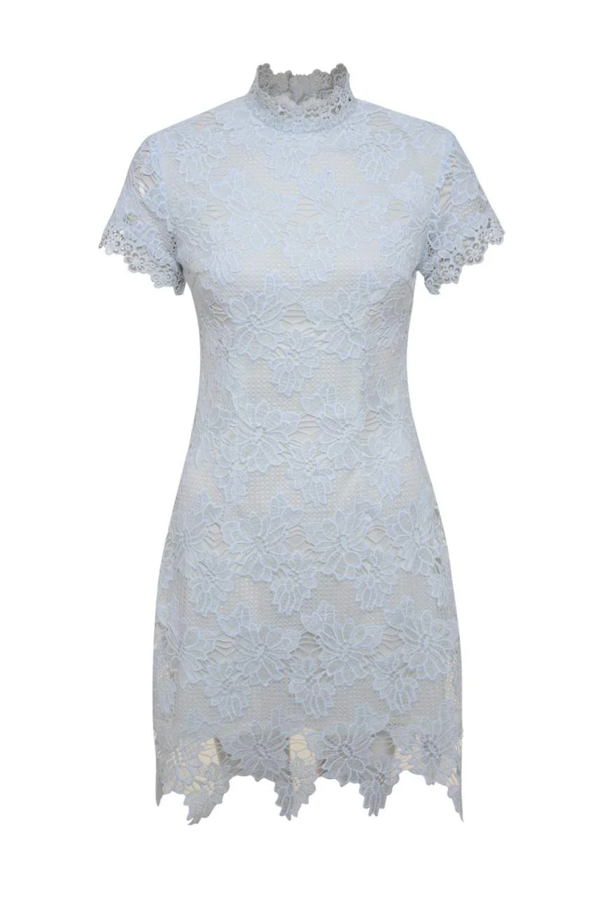 High Neck Crochet Mini Dress - Image 4