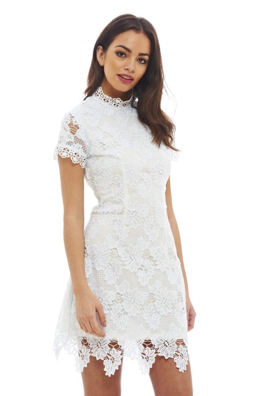 High Neck Crochet Mini Dress - Image 6