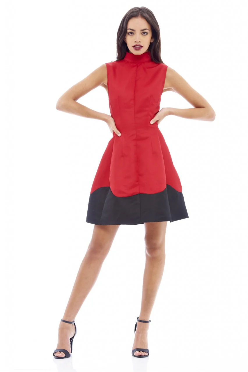 High Neck Wave Skater Dress - Image 2
