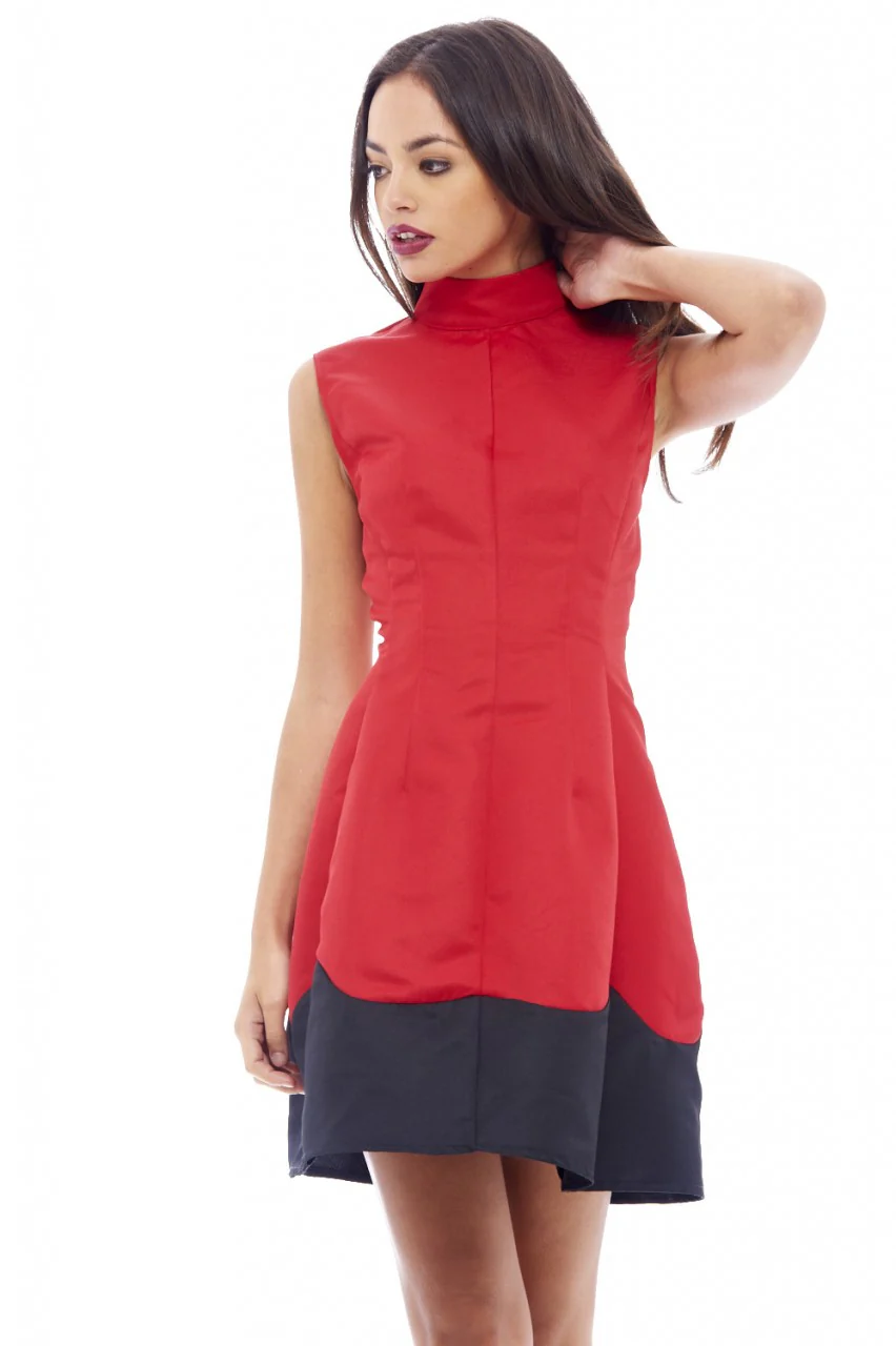 High Neck Wave Skater Dress - Image 3