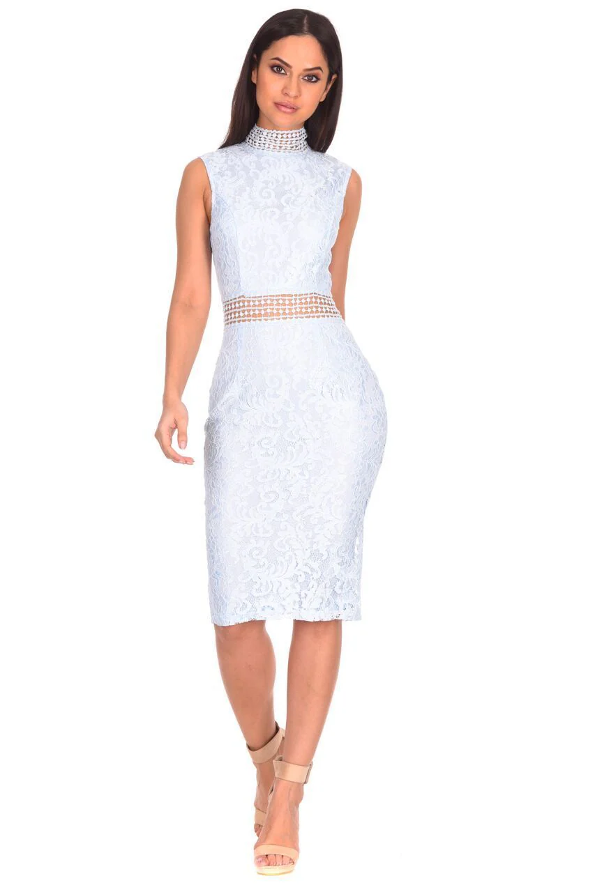 Ice Blue Lace Midi Dress - Image 2