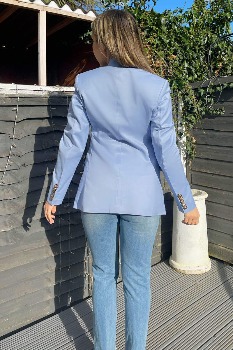 Ice Blue Military Style Blazer - Image 4