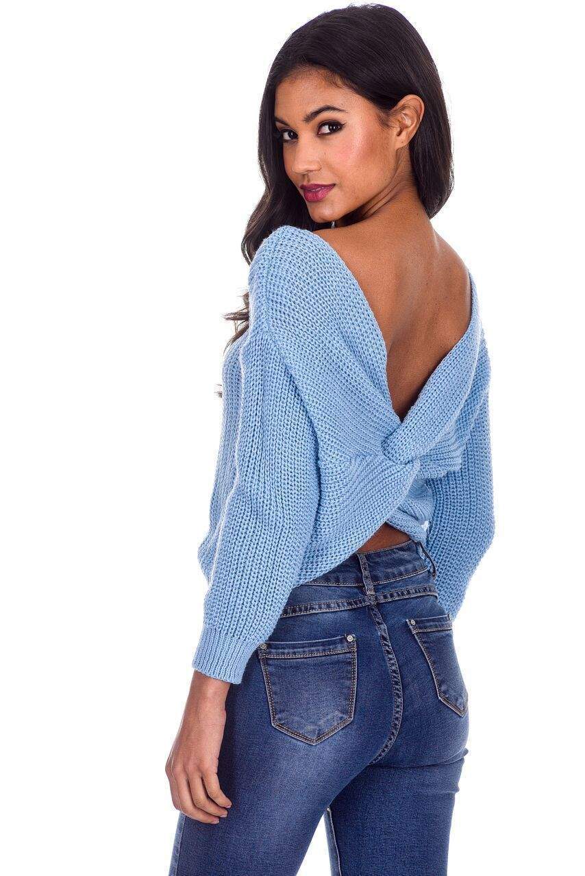 Ice Blue Reversible Twist Knot Jumper - Image 2
