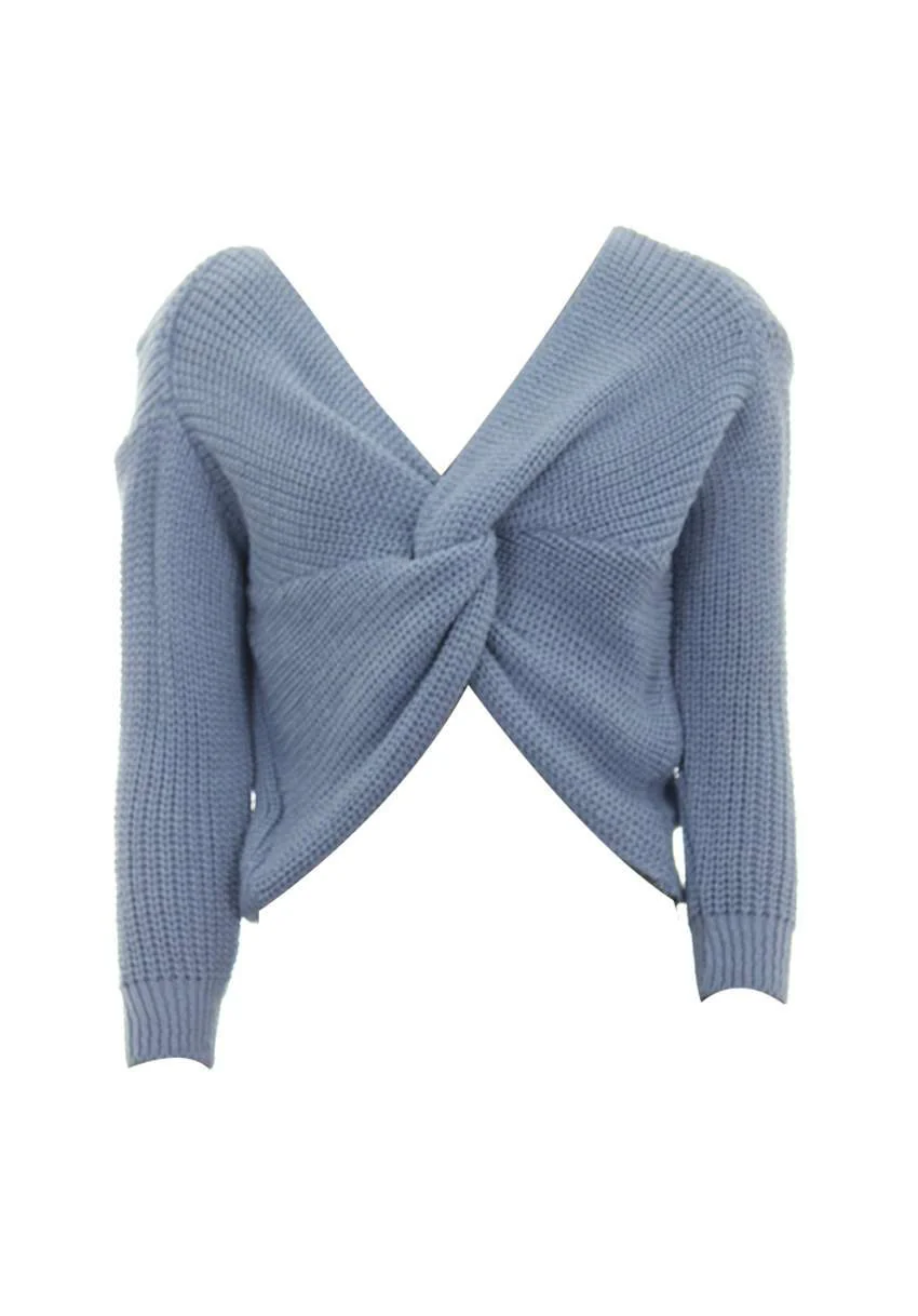Ice Blue Reversible Twist Knot Jumper - Image 4