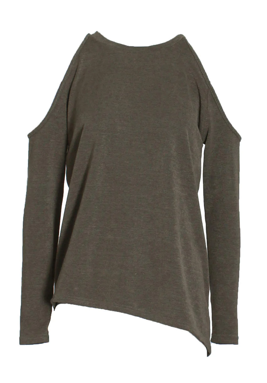 Khaki Cold Shoulder Jumper - Image 4