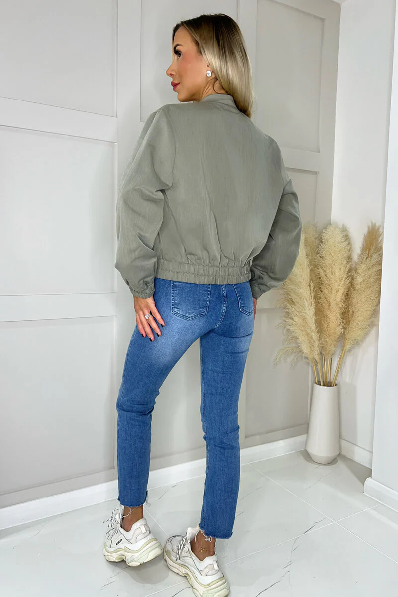 Khaki Lightweight Cotton Bomber Jacket - Image 2