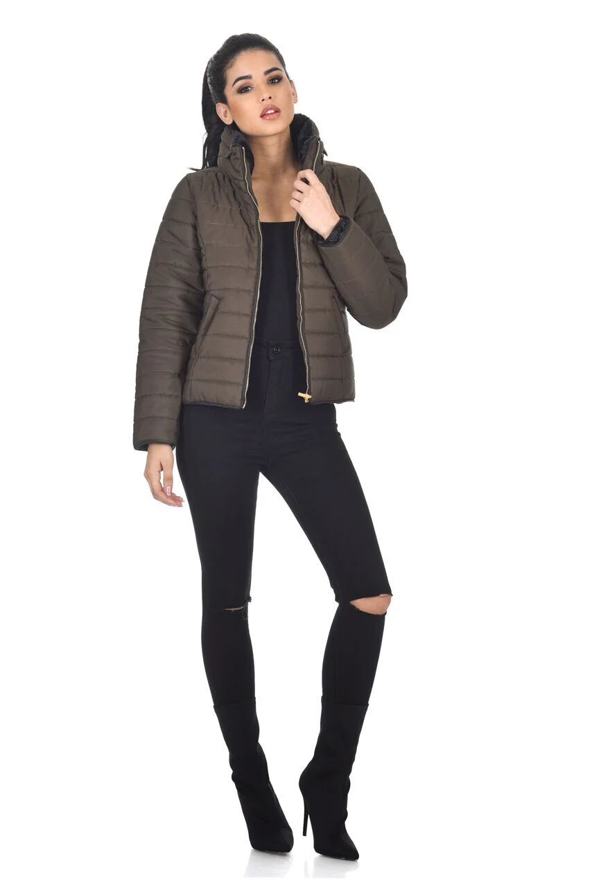 Khaki Puffer Jacket - Image 2