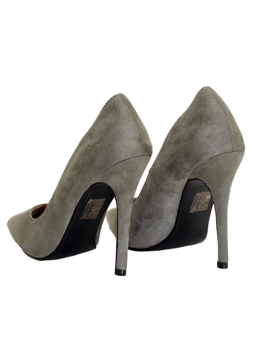Khaki Suede Court Heels - Image 4