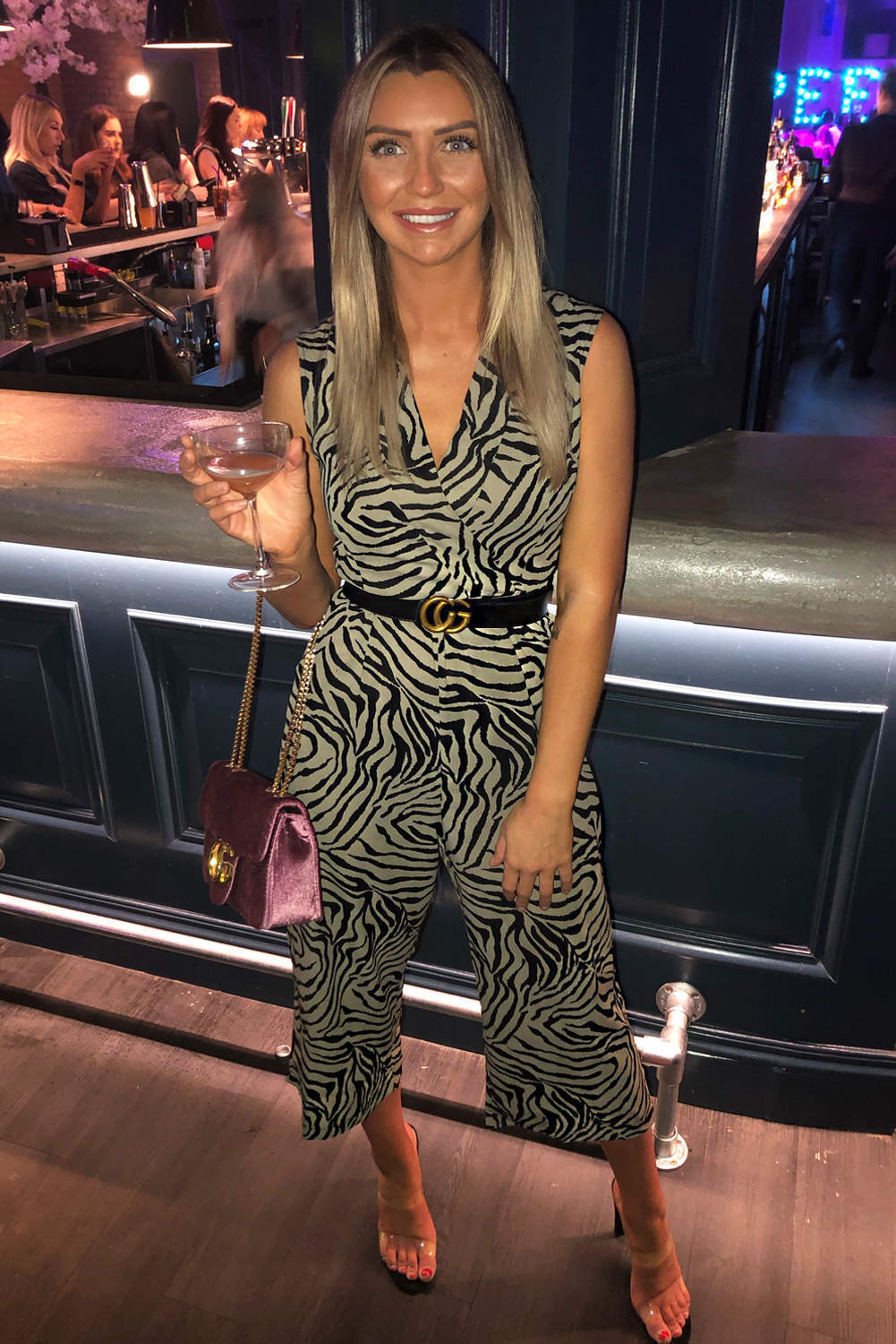 Khaki Wrap Front Animal Print Jumpsuit - Image 2