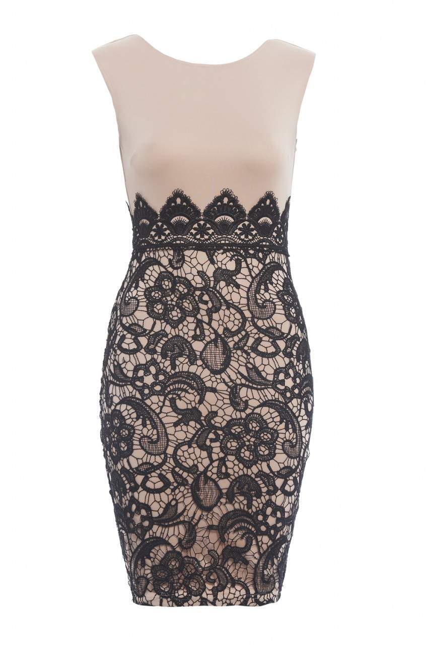 Lace Bottom Bodycon Midi Dress - Image 5