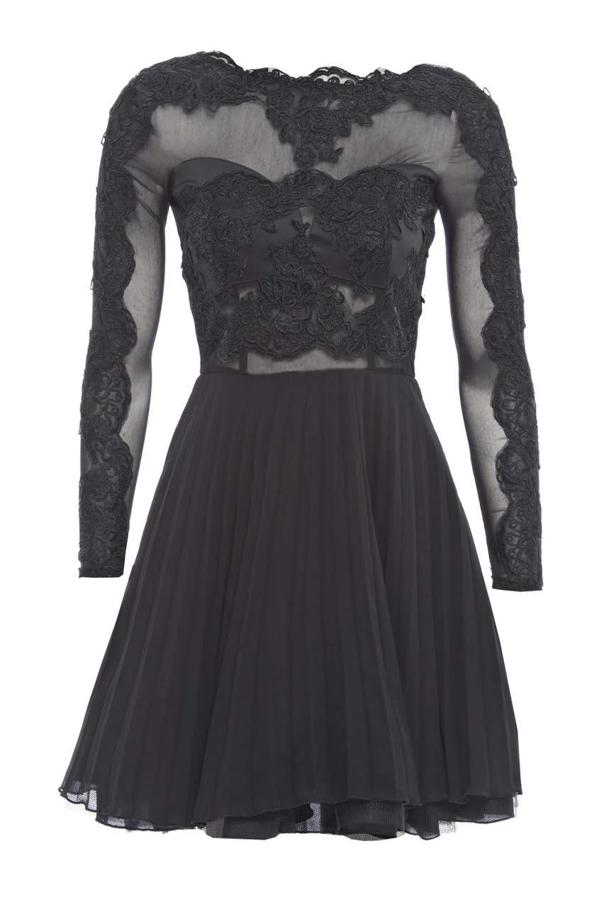 Lace Detail Pleated Skater Dress - Image 5