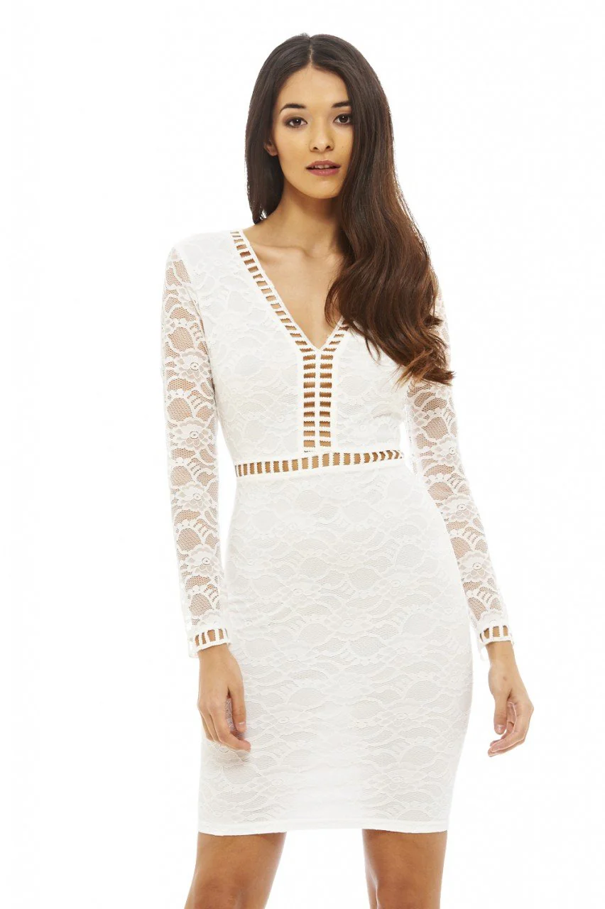 Lace Ladder Detail Dress - Image 3