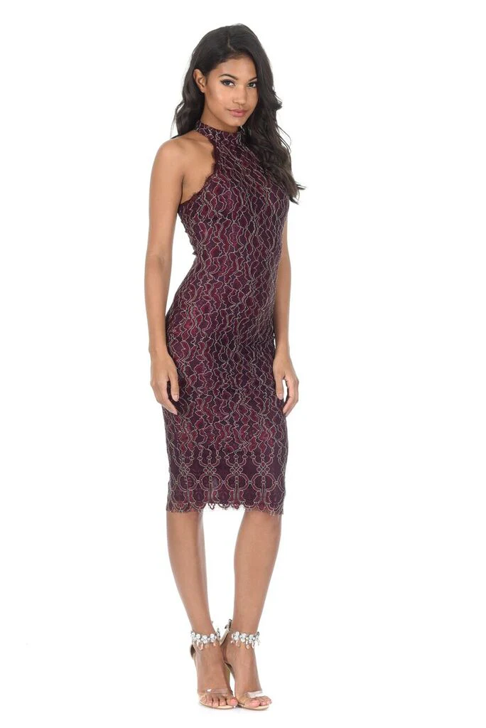 Lace Plum Midi Dress - Image 2