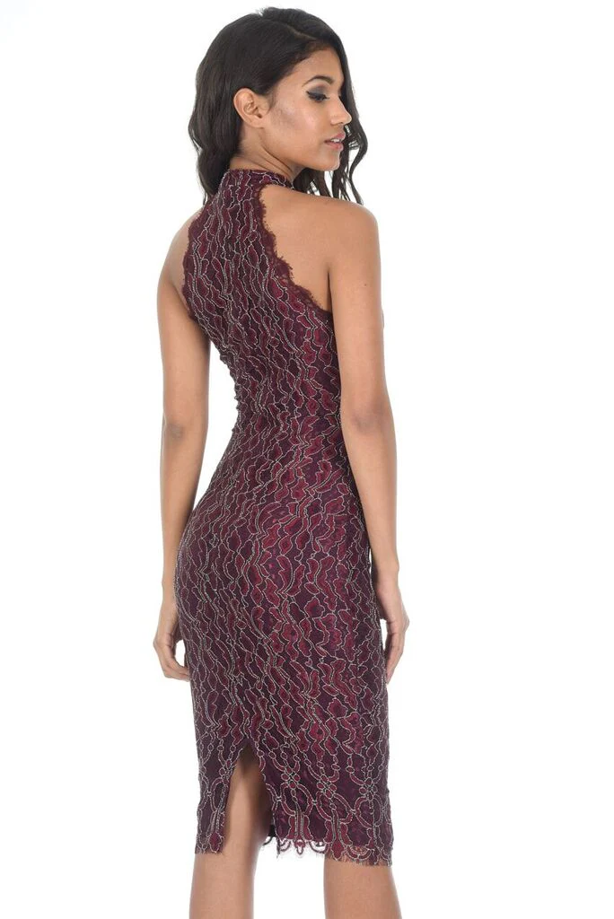 Lace Plum Midi Dress - Image 3