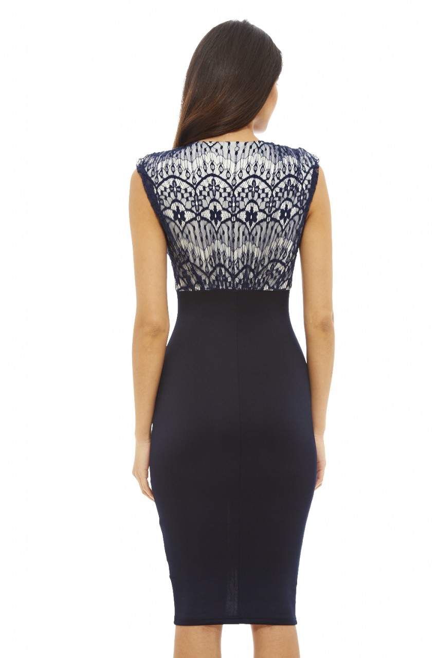 Lace Zip Front Bodycon Dress - Image 4