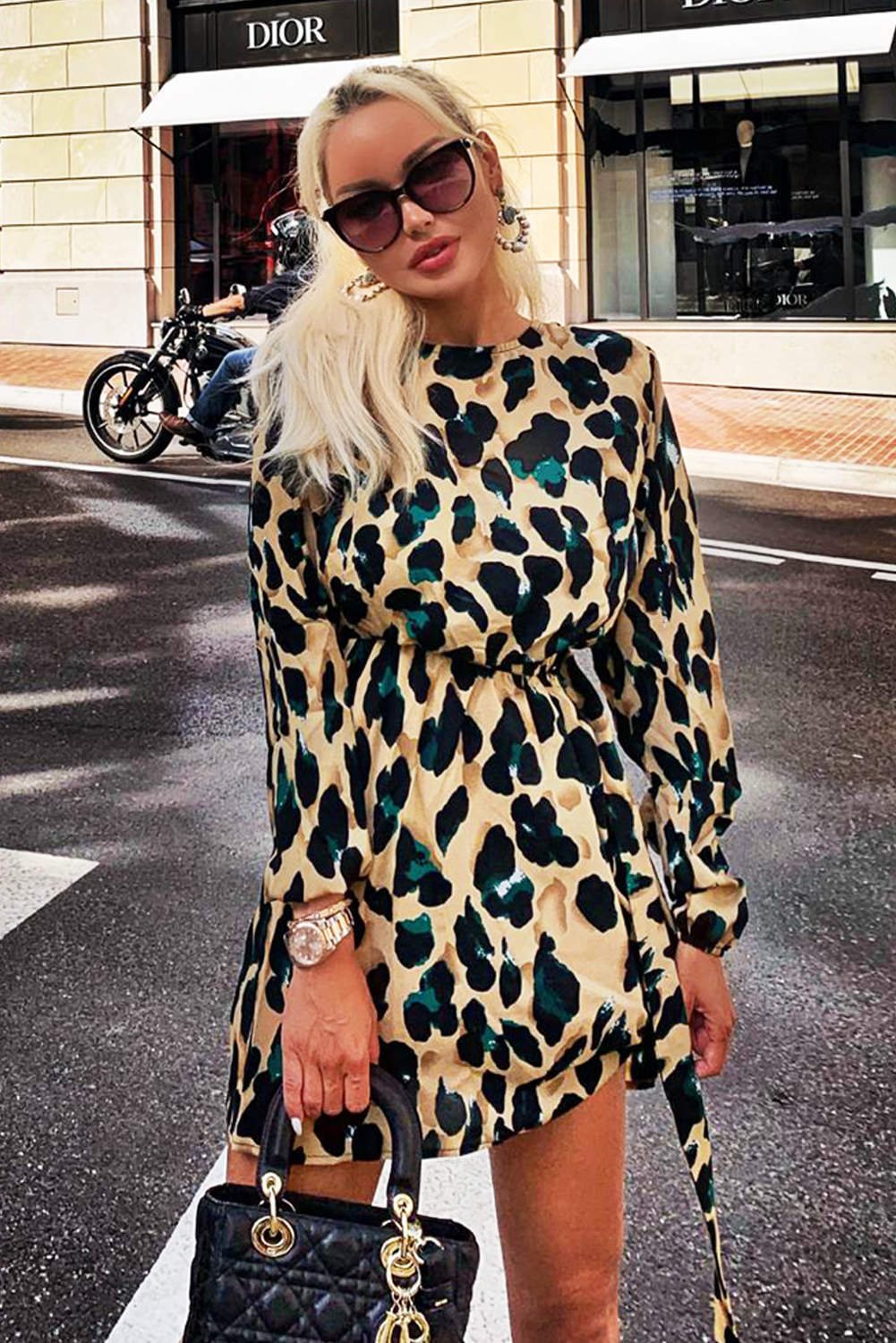 Leopard Print Buckle Waist Shift Dress - Image 2