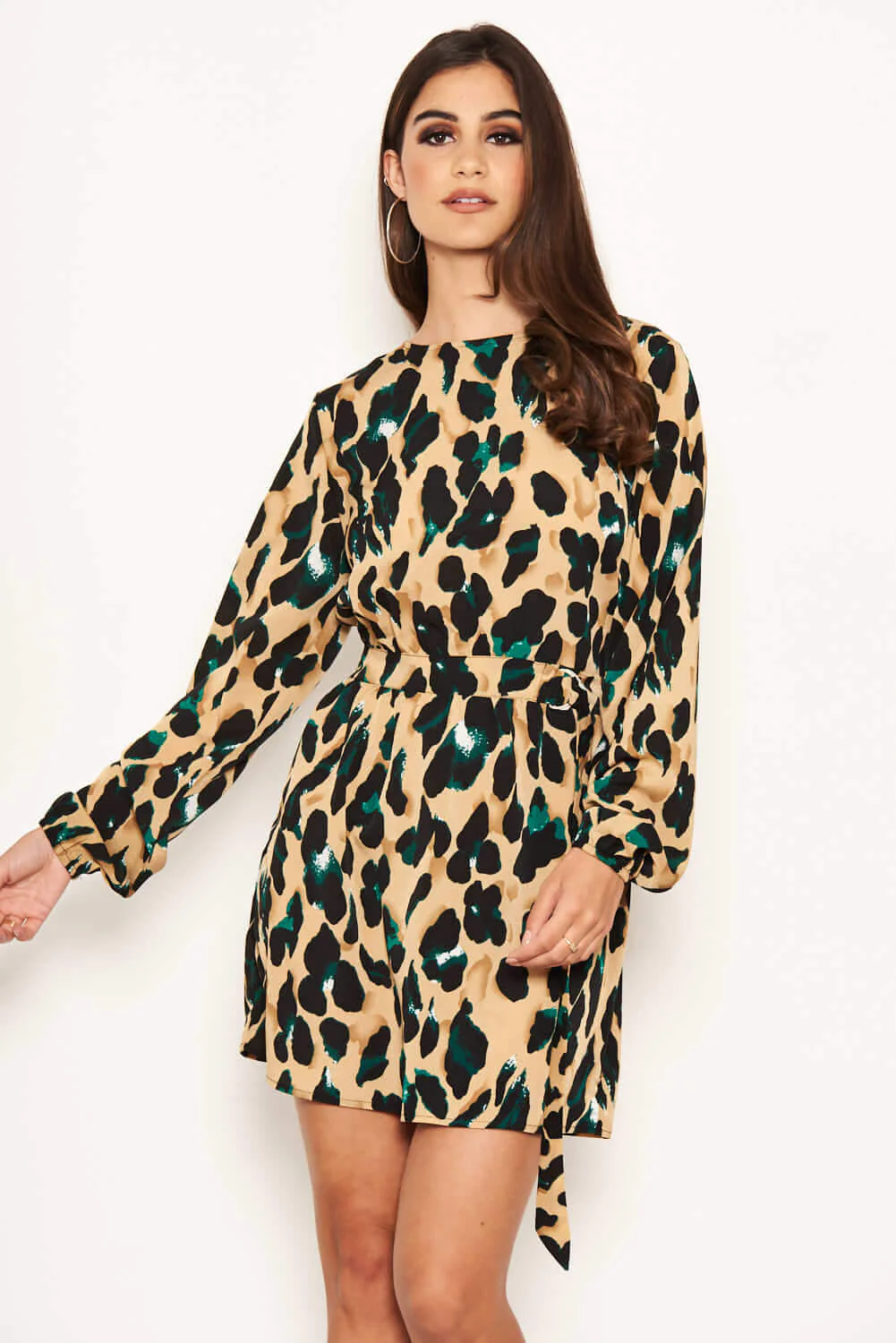 Leopard Print Buckle Waist Shift Dress - Image 7