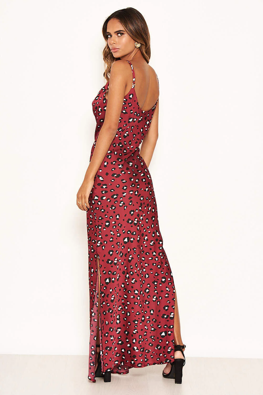 Leopard Print Maxi Cowl Neck Slip Dress - Image 4