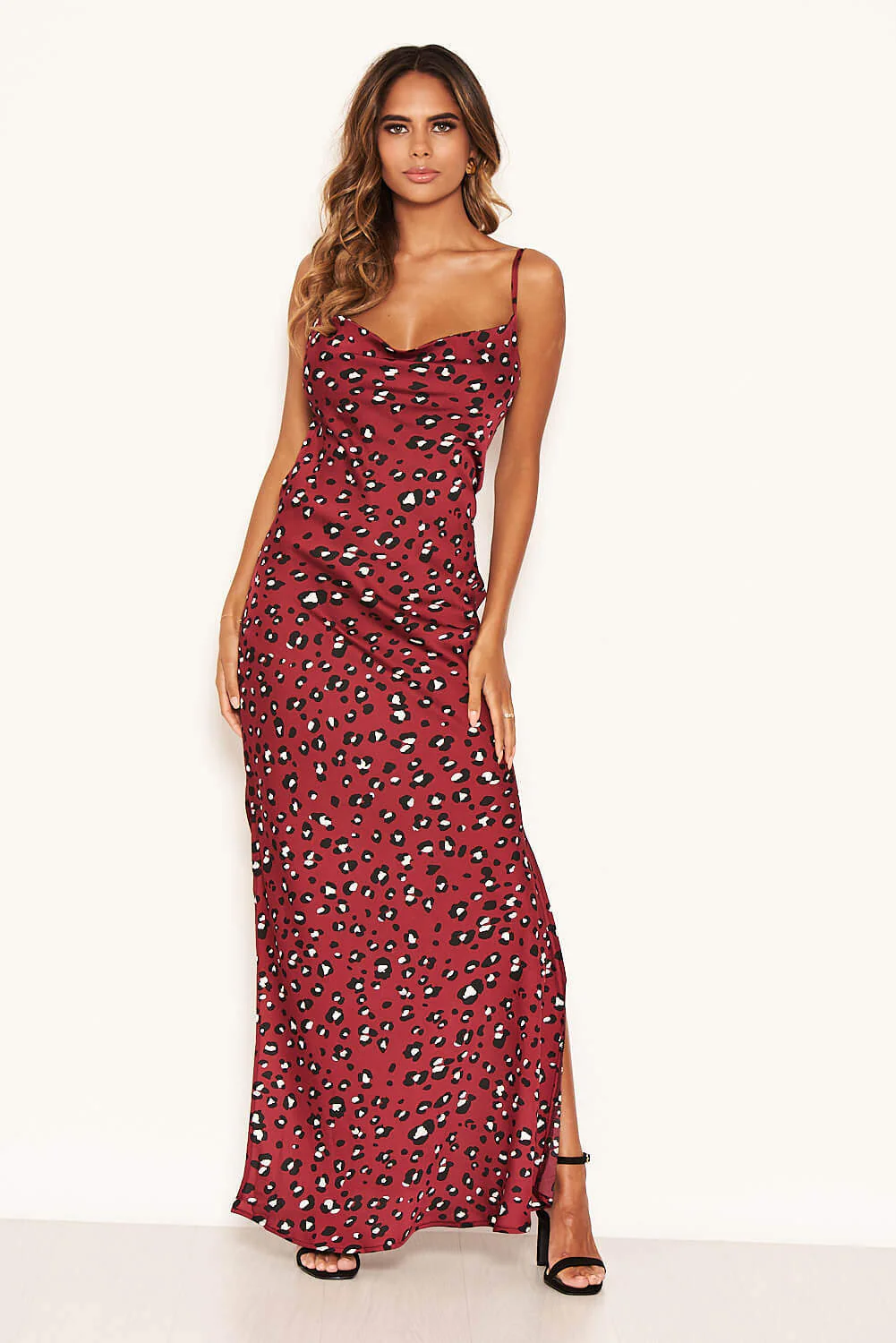 Leopard Print Maxi Cowl Neck Slip Dress - Image 5