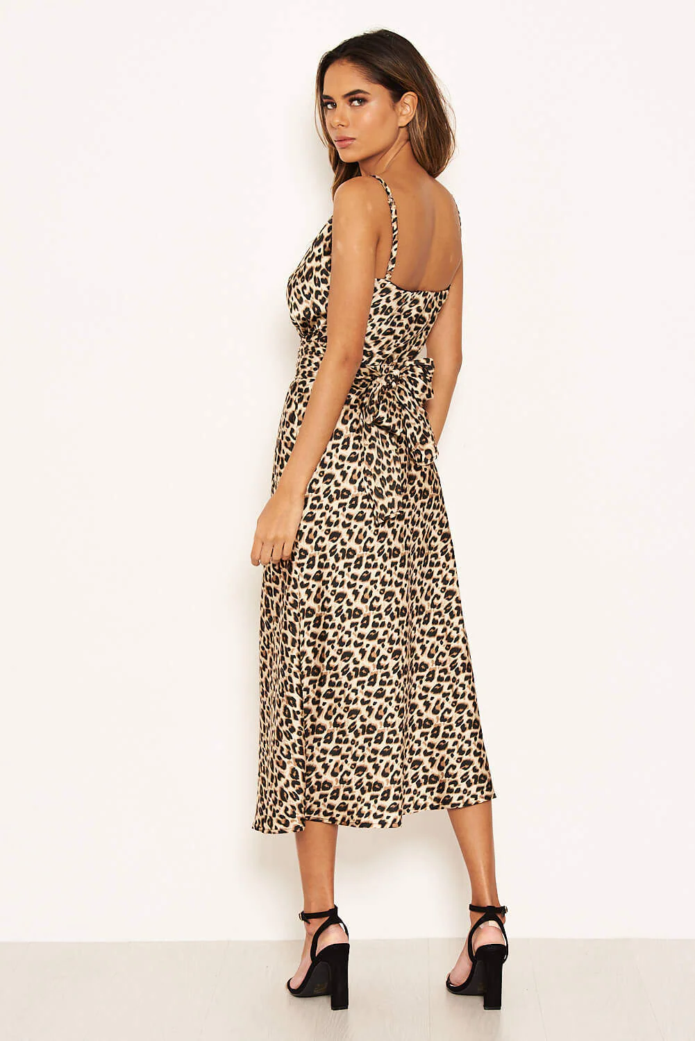 Leopard Print Silky Midi Dress - Image 5
