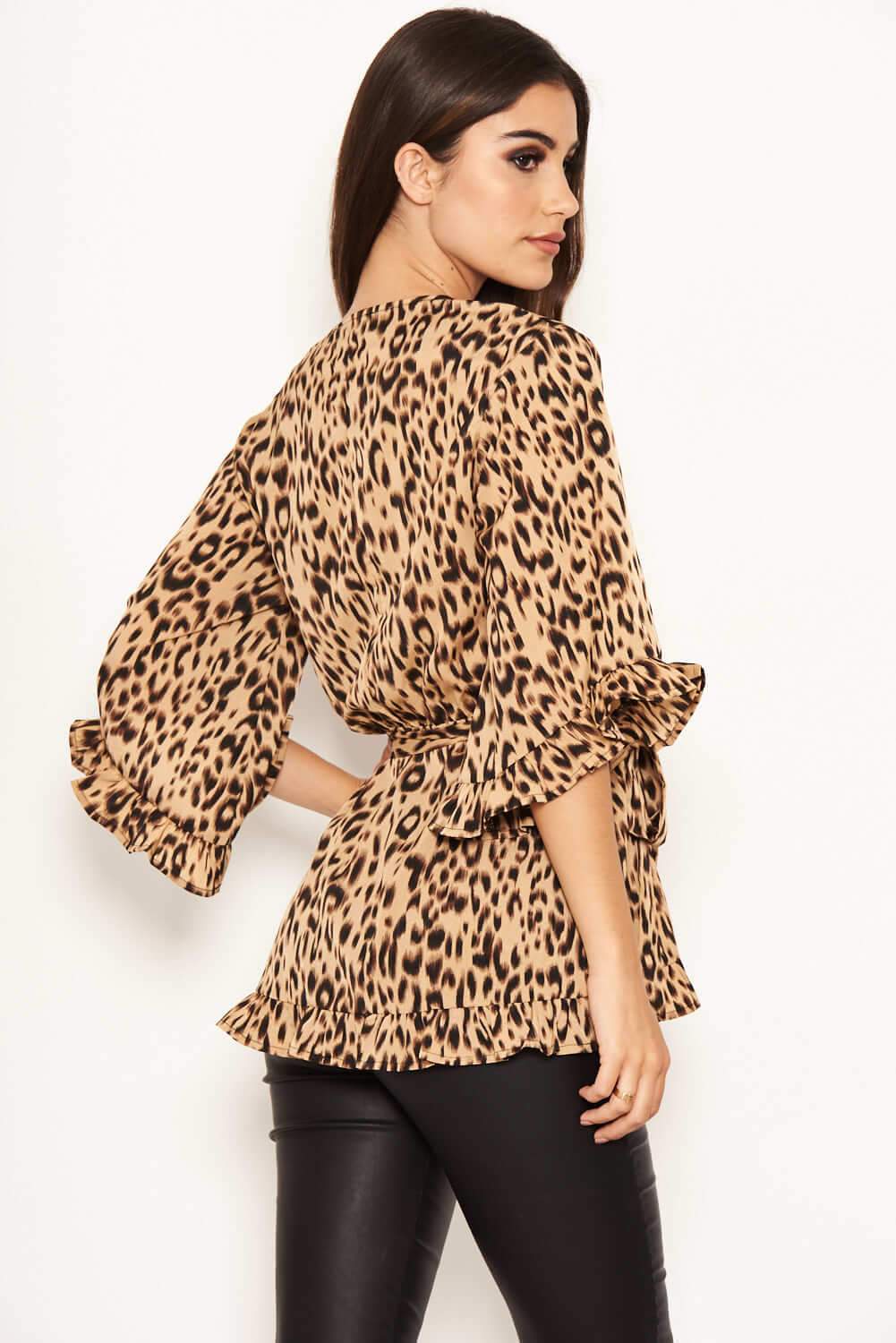 Leopard Print Wrap Top - Image 4