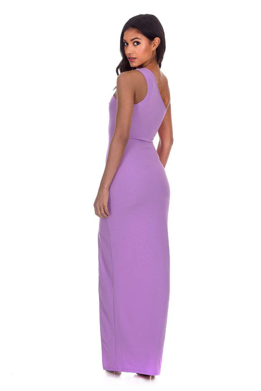 Lilac Asymmetric Thigh Split Maxi Dress - Image 3