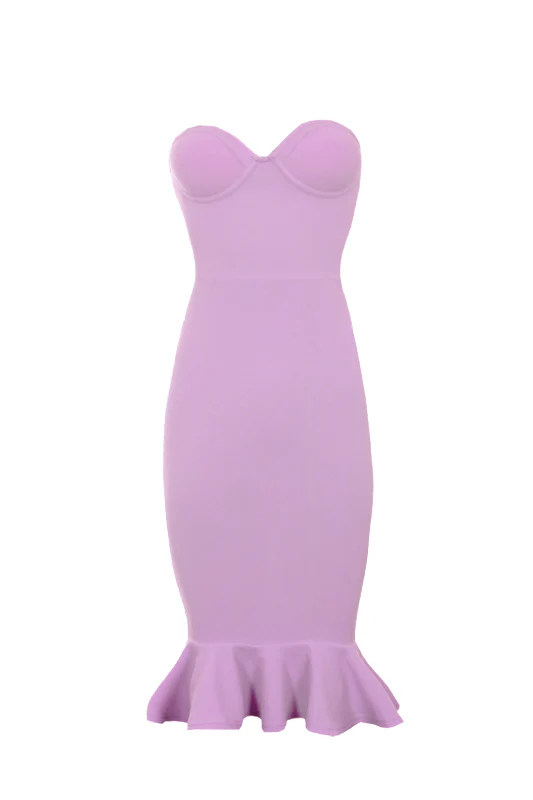Lilac Bandeau Frill Hem Dress - Image 4