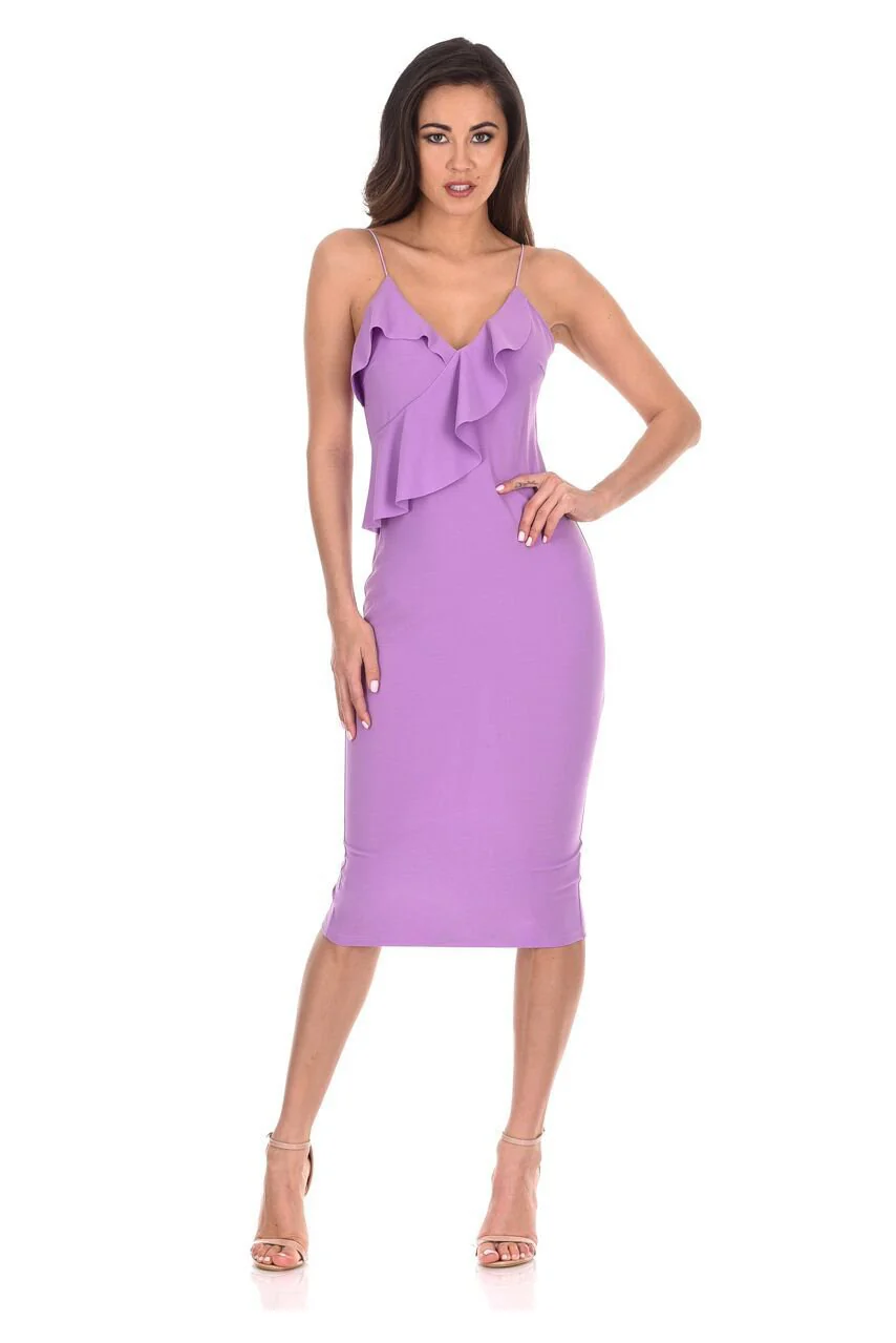 Lilac Frill Front Bodycon Dress - Image 2