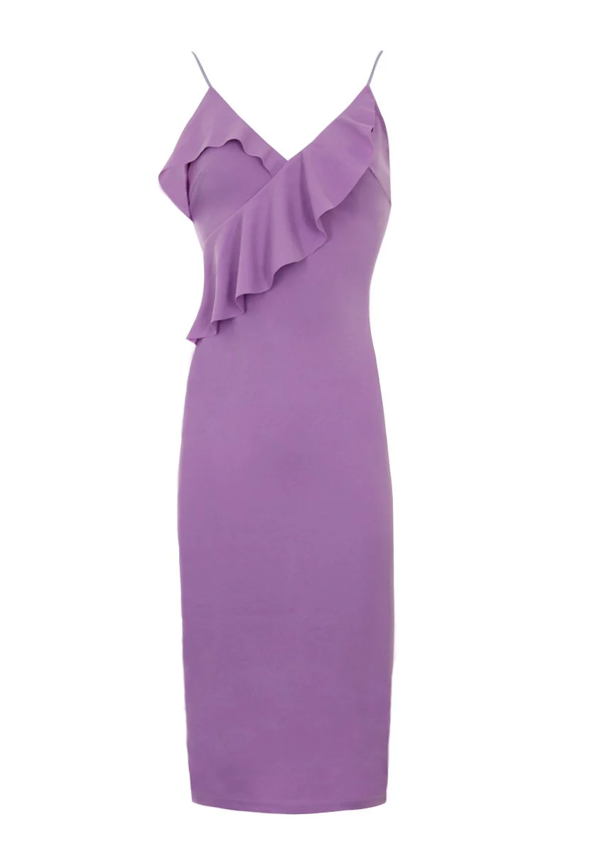Lilac Frill Front Bodycon Dress - Image 4
