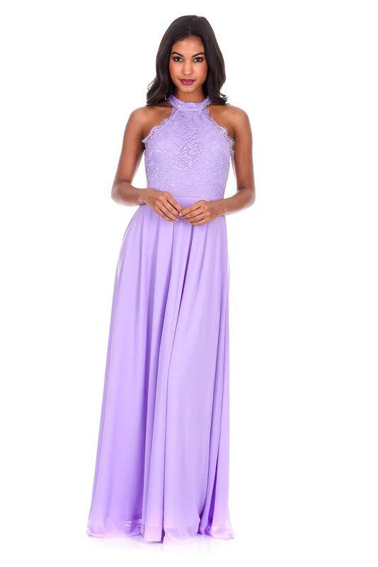 Lilac Lace Choker Neck Maxi Dress - Image 2