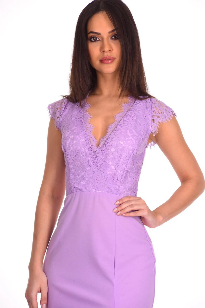 Lilac Lace Wrap Over Maxi Dress - Image 3