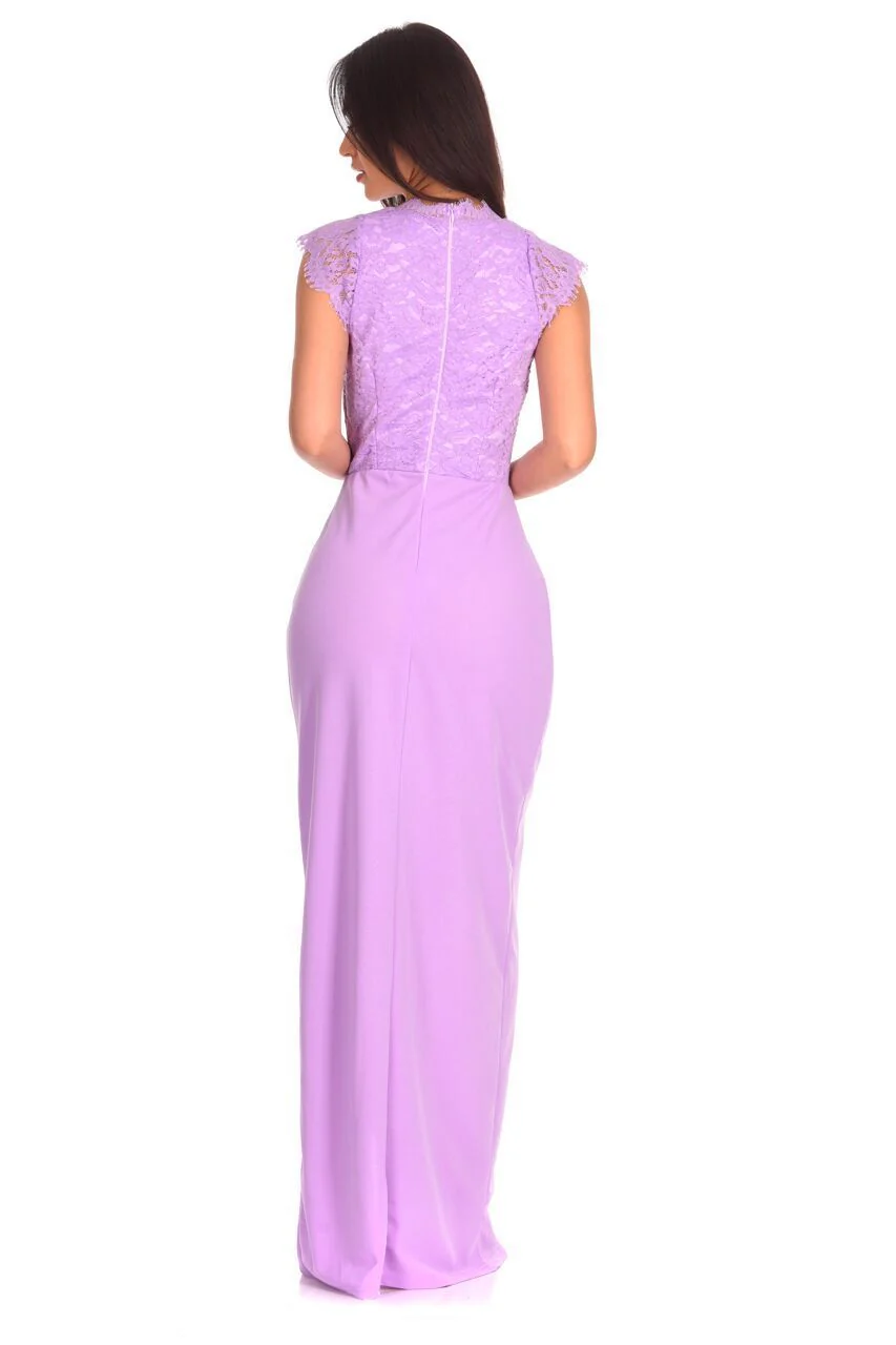 Lilac Lace Wrap Over Maxi Dress - Image 4