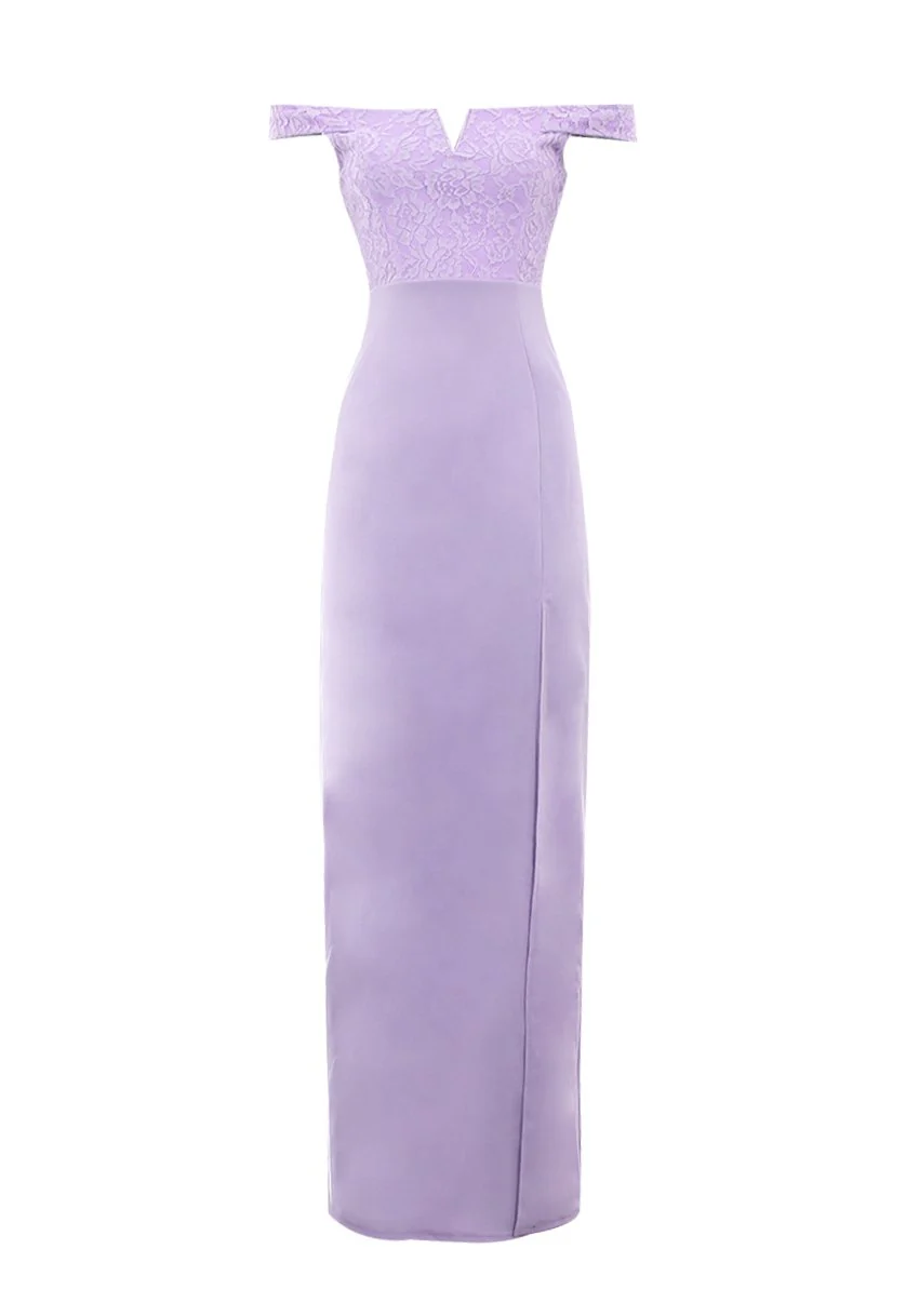 Lilac Notch Front Off The Shoulder Maxi dress - Image 4